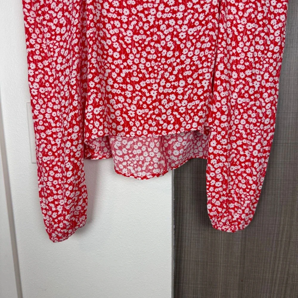 Boden Red Ditsy Floral Sweetheart Printed Square Neck Top‎ Blouse Size 6